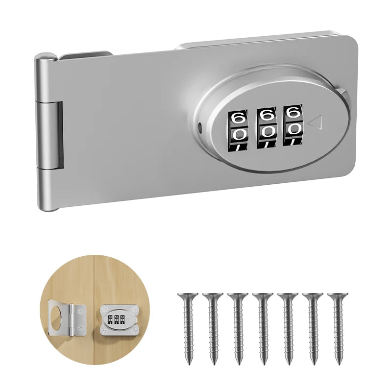 Mechanical Password Locks Door Security Slide Latch Lock for Small Doors Cabinets Barn Door Bathroom Outdoor Garage Garden