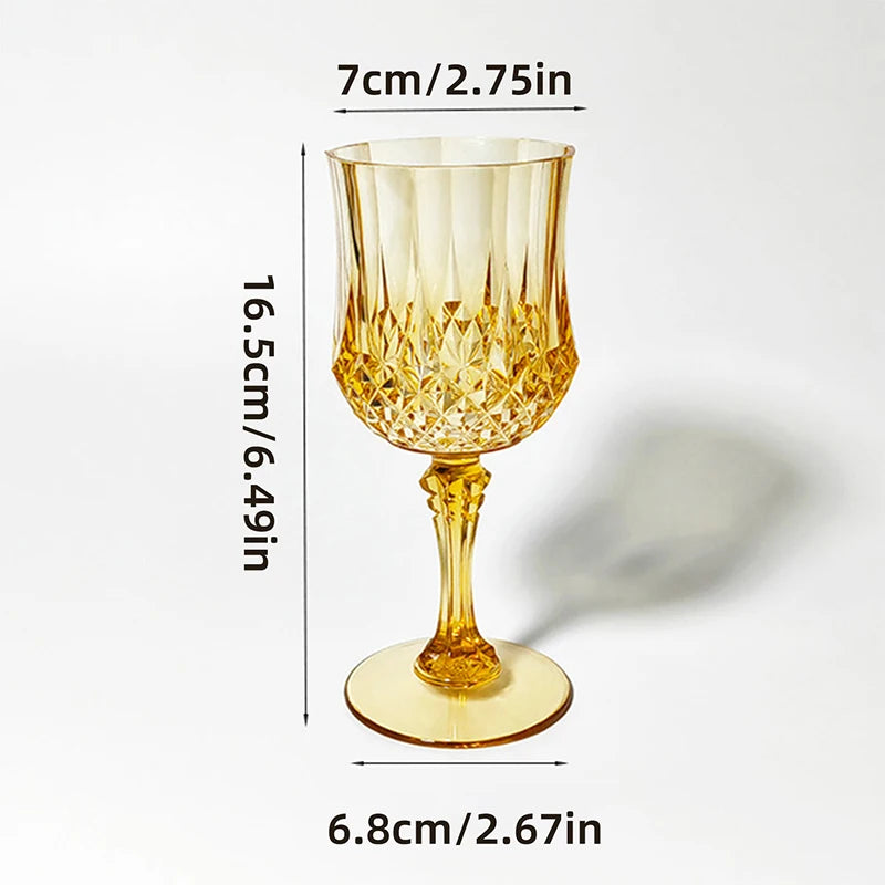 12/24 Pcs 220ml Plastic Wine Glasses Drinking Glasses for Wedding Party Imitation Glassware Reusable Drinkware Champagne Goblet