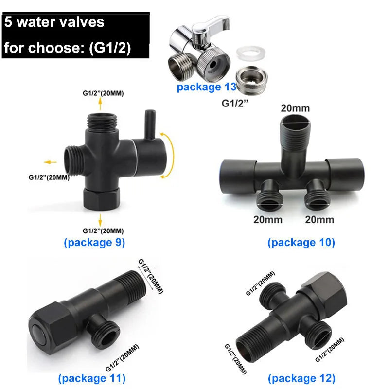 Handheld Black Toilet wash Bidet Faucet Spray Gun Sprayer shower head Anal cleaning washer WC Bathroom water valve hose holder
