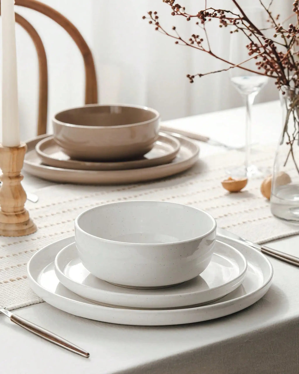 Dinnerware Sets Nordic Modern Dishes Set For 4 Off White Speckled Glazed Ceramic Stoneware 12 Pieces Plates And Bowls Set Microwave Safe For Home Kitchen Dining Housewarming Thanksgiving Christmas Gift