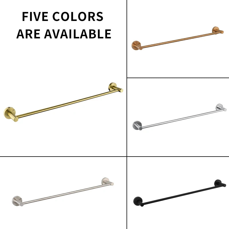Single Towel Bar Rack Wall Mount Bathroom Round Towel Bar Heavy Duty Hand Towel Holder Kitchen Towel Rod  Stainless Steel Chrome
