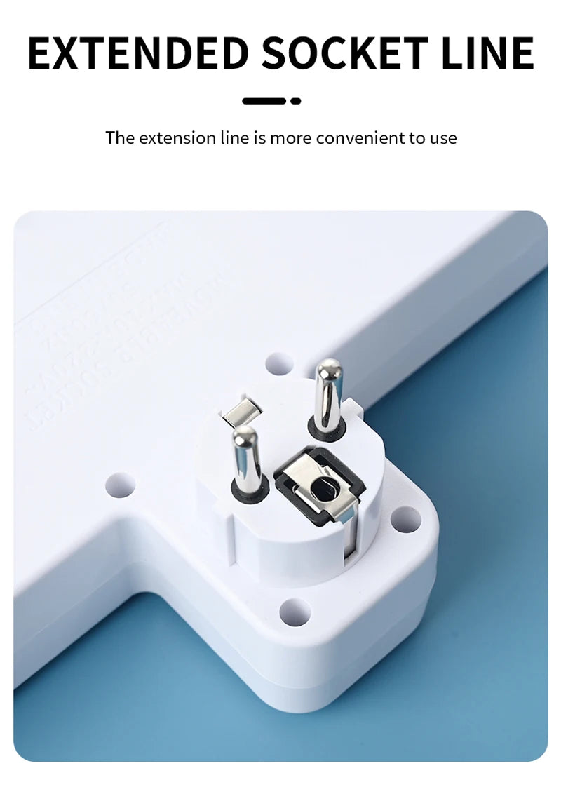 EU Plug Power Strip Wall Mounted Power Socket 3 Outlets Multitap Electrical Wall Socket for Home Office