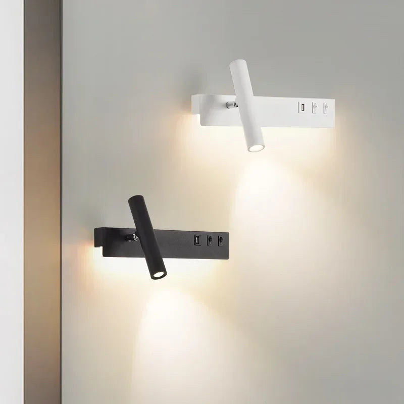 Led Wall Lights With Switch USB Rotatable Adjustable Reading Spotlight Bedroom Bedside Foyer Corridor Indoor Decor Wall Lamp
