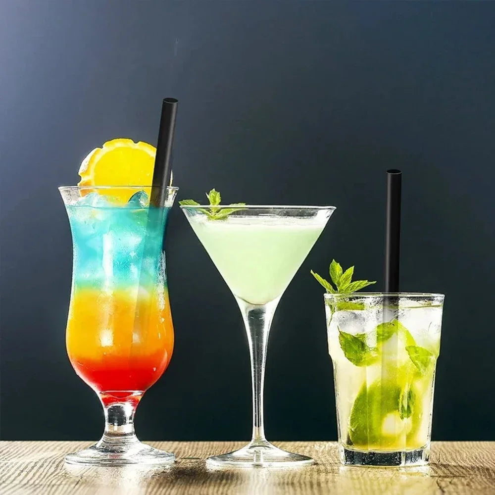 100/400pcs Big Black Straws for Drinks Big Milkshake Straws  Drinking  Bubble Tea Straw   Party and Wedding Accessories