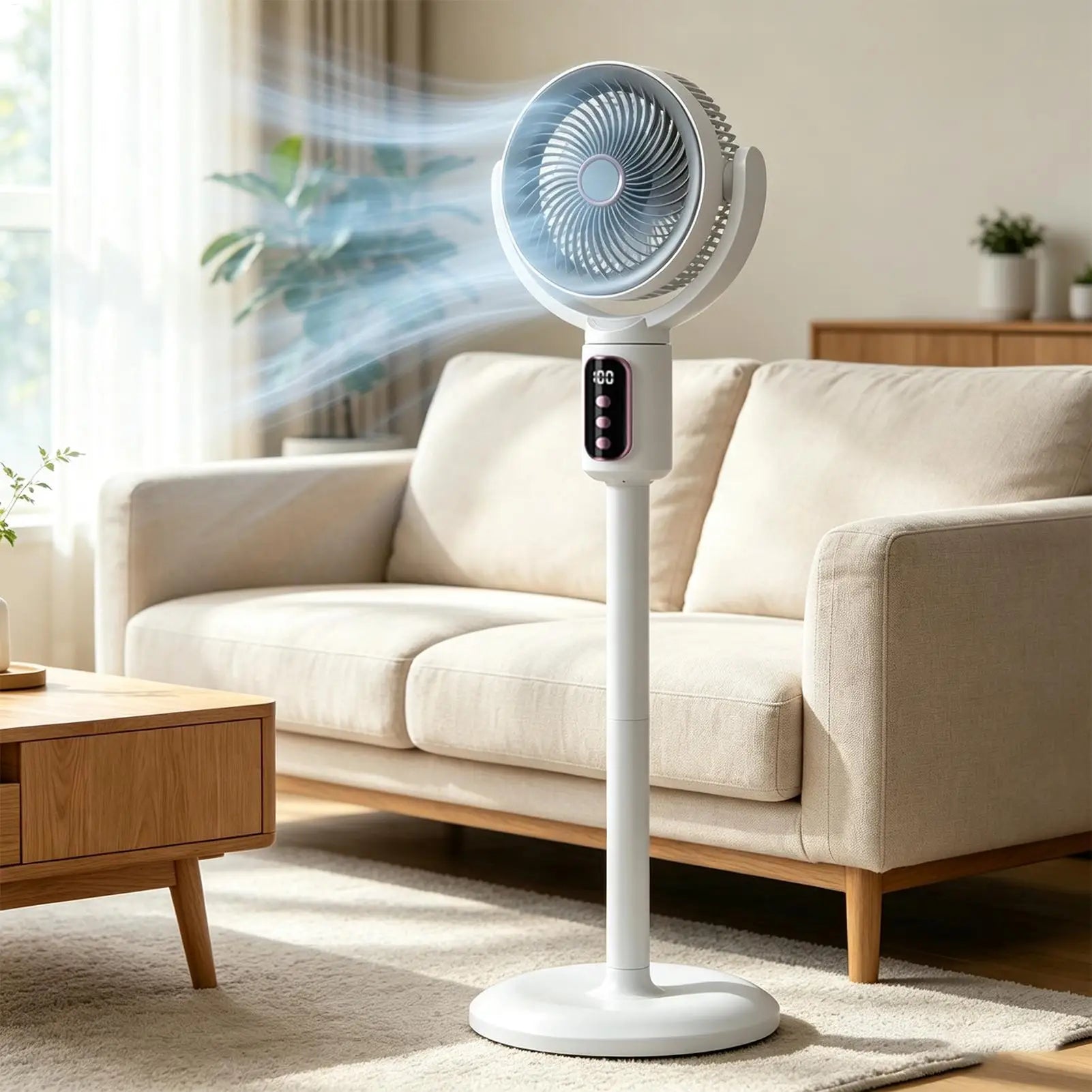 Air Circulation Fan Rechargeable Oscillating Fan Five Gear Adjustment Stand Fan Adjustable Height Household Air Circulation Fan