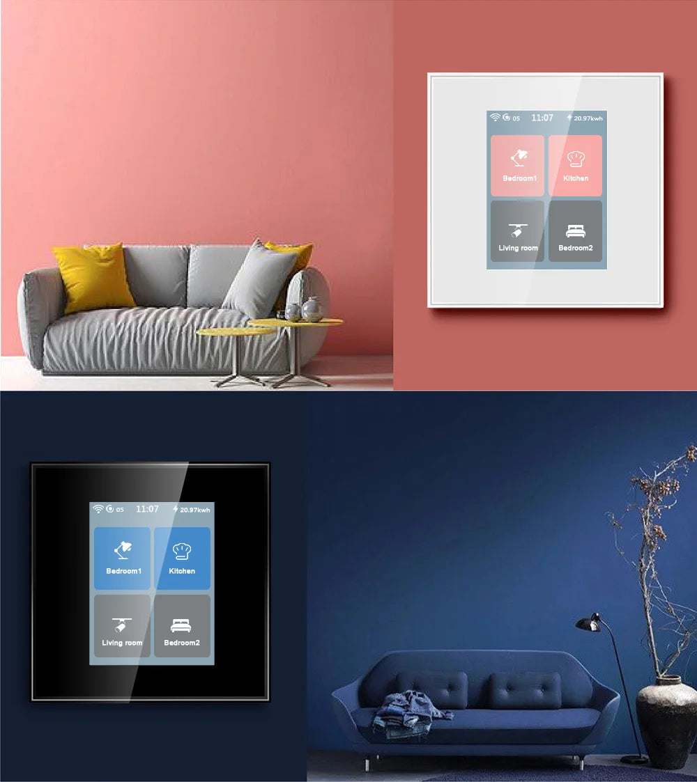 Suitable for supporting voice control LCD touch screen panel intelligent switch 4 Gang Light Lanbon WiFi Mesh Zigbee