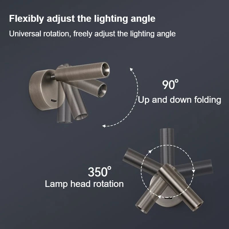 Modern LED Wall lights Rotatable Adjustable Reading Lights Bedroom Bedside Living Room Study Room indoor home Lighting Spotlight