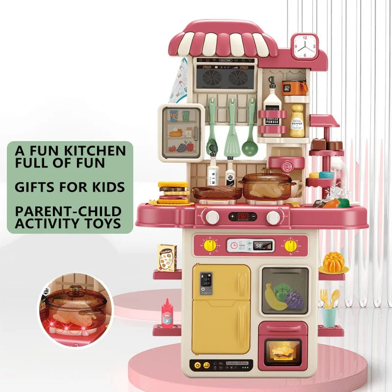 Children Kitchen Play Set Simulated Food Cooking Tableware Kitchenware Kit Kids Role Play House Game Toy Birthday Gift for Girl
