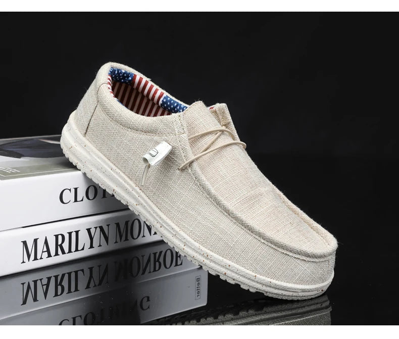 Men Shoes Casual Canvas Loafers Shoes Light Breathable Flats Leisure Male Vulcanized Shoes Walking Sneakers Plus Size 39-46