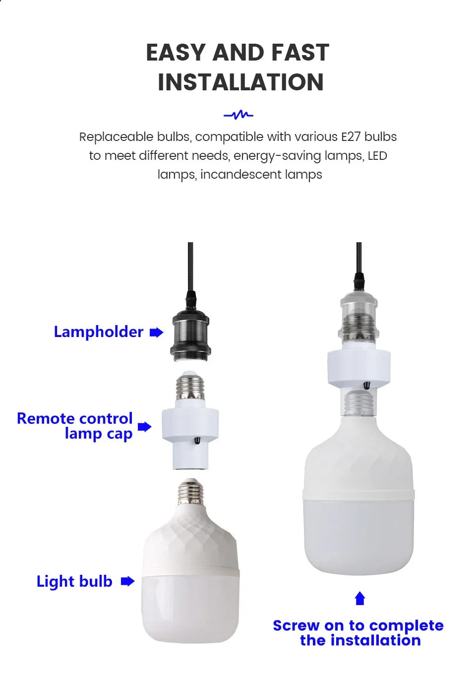 E27 Smart Lamp Holder Infrared Wireless Remote Control Timer Switch AC85-265V 220V 110V House Switch Baby Room Bedroom Switch