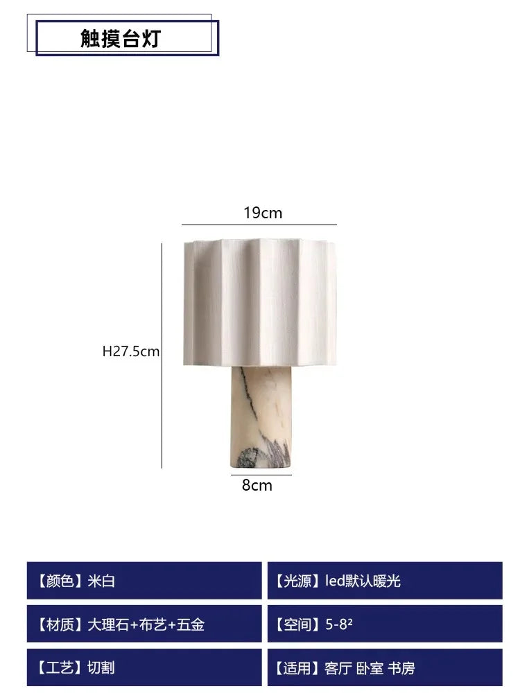 Nordic Designer Marble Table Lamp with Touch Switch USB Charging Minimalist Modern Light Fixtures Living Room Bedroom Bedside