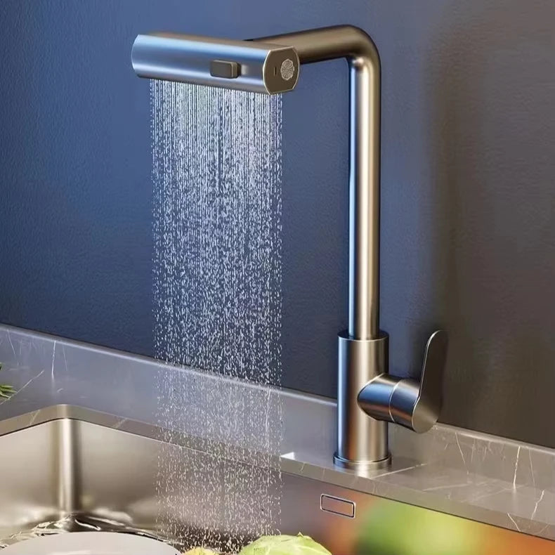Kitchen Pull-out Flying Rain Waterfall Faucet Hot and Cold Faucet 304 Stainless Steel Single Hole Kitchen Faucet Bathroom