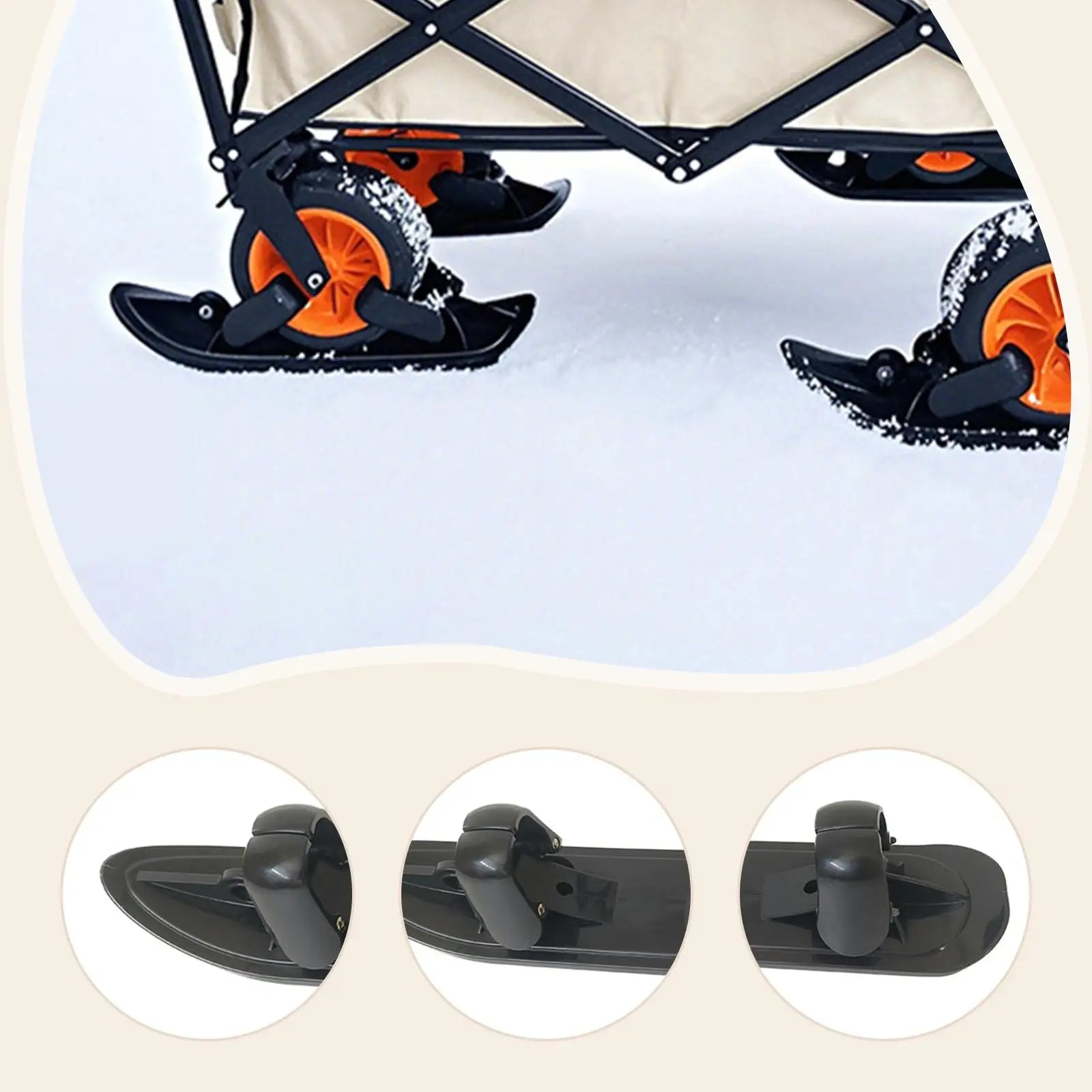 Scooter Ski Sled 2 in 1 Snow Sledge Board Outdoor Winter Snowboards Ski Sled Board for Golf Carts Bike Skiing Attachment