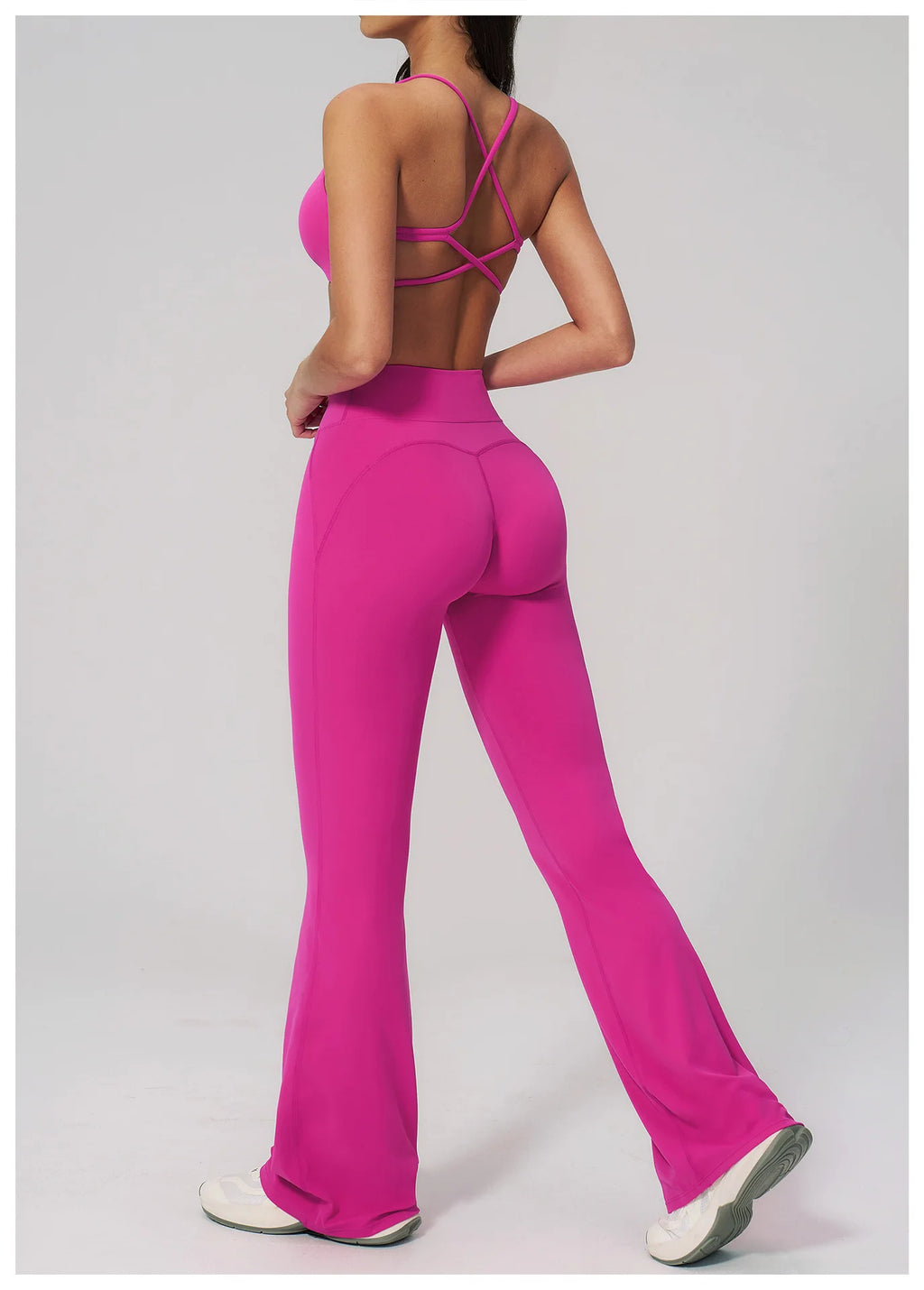 2PCS Flared Pants Yoga Set Women's Tracksuits Gym Fitness Outfits Sports Sets Female Shockproof Sports Bra Yoga Workout Clothes