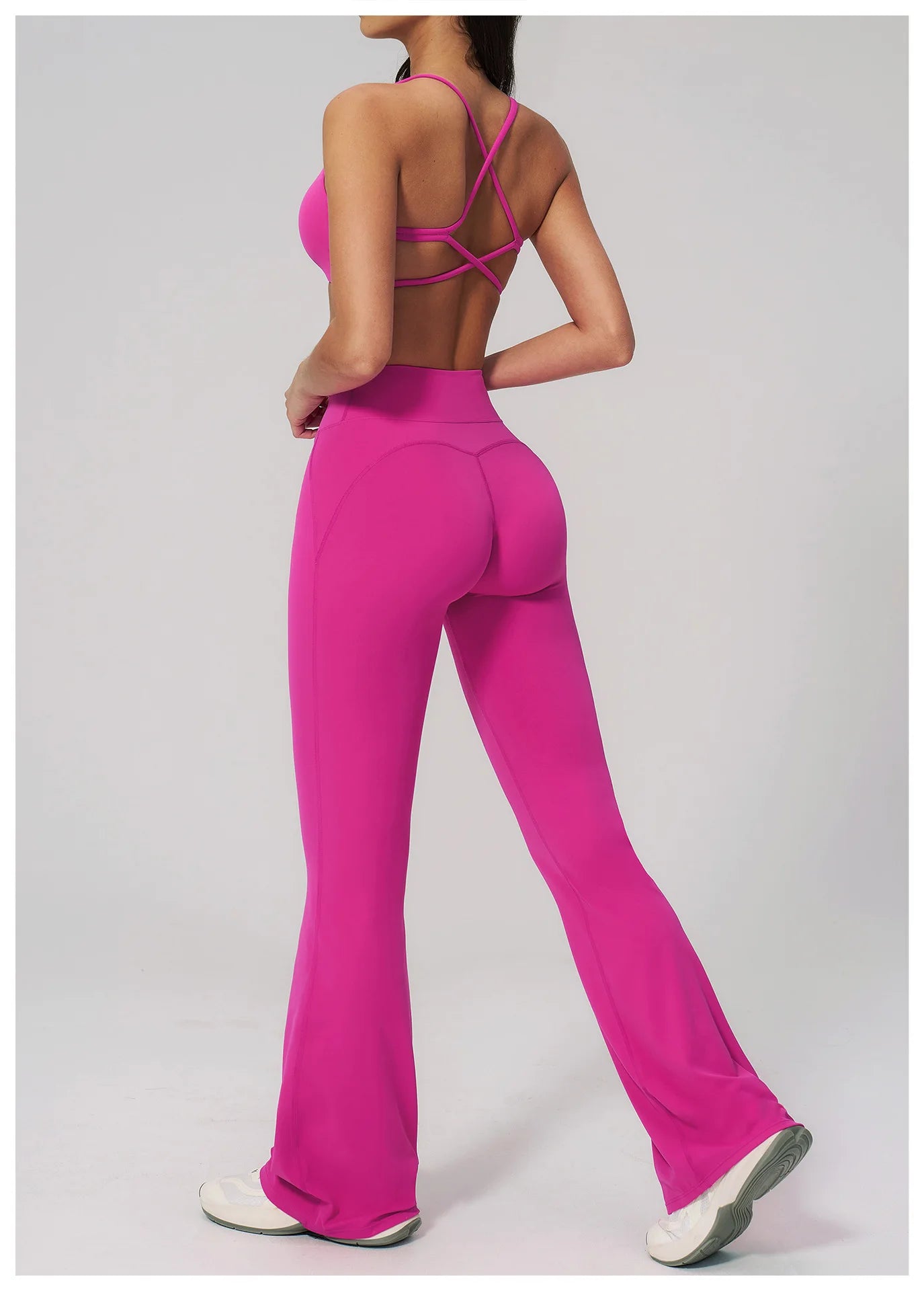 2PCS Flared Pants Yoga Set Women's Tracksuits Gym Fitness Outfits Sports Sets Female Shockproof Sports Bra Yoga Workout Clothes