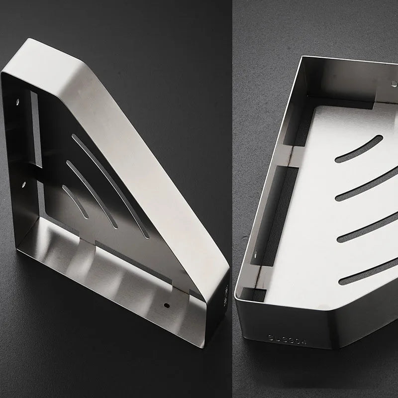 Bathroom Shelves Hardware Rack Kitchen Storage Rack 304 Stainless Steel Wall Mounted Corner Triangle Shower Holder Accessories