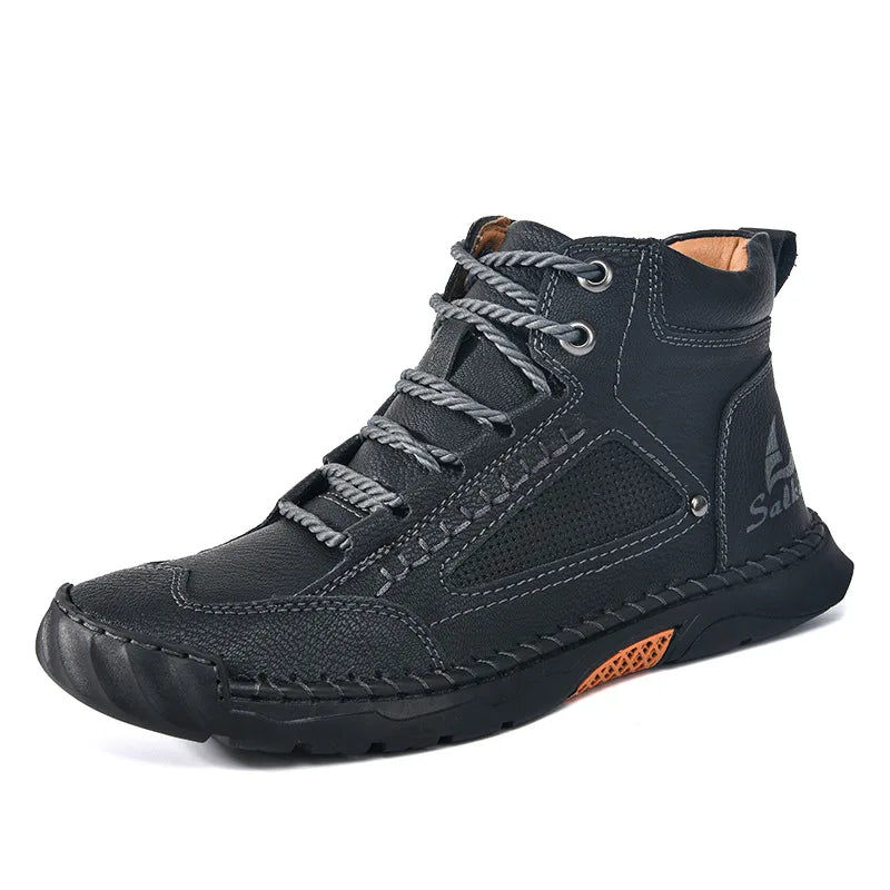Handmade Men Boots Design Sneakers Man Outdoor Casual Leather Men Shoes Ankle Boots Fall Breathable Hot Sale 2025