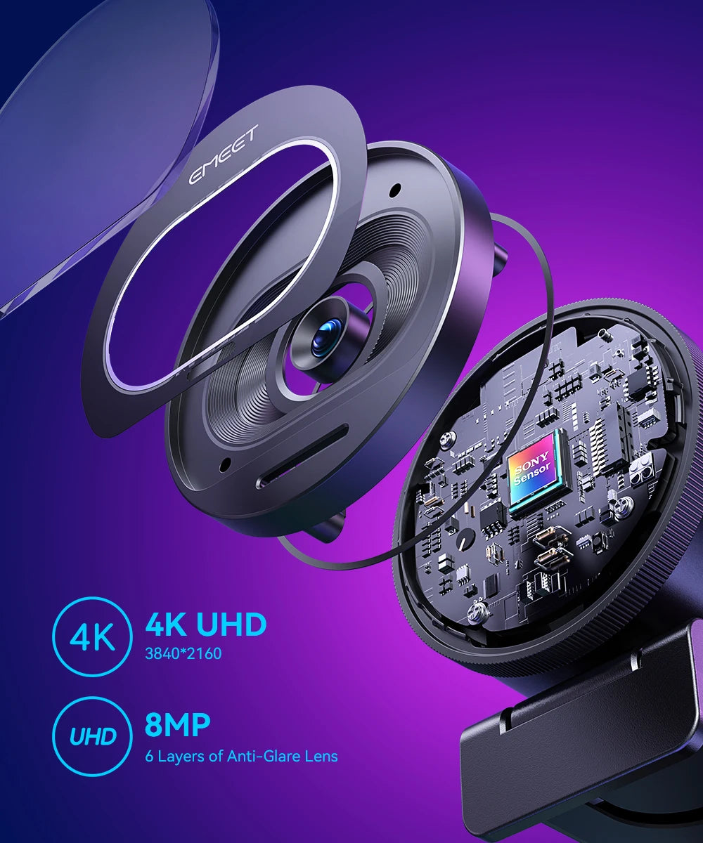 Webcam 4K Streaming Web Camera 1080P 60FPS USB Camera EMEET S600 Autofocus Living Stream Camera With Mics for Tiktok/YouTube