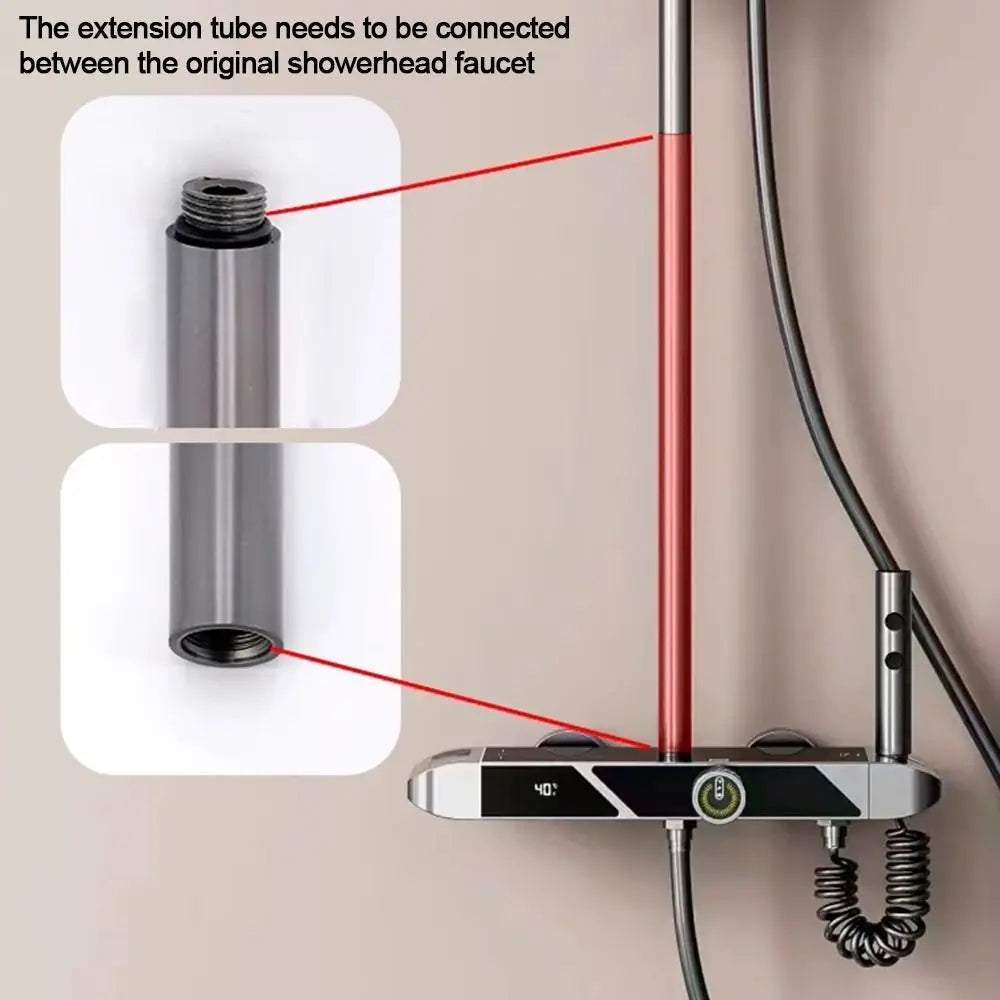New Stainless Steel Shower Extension Rod Round 30cm Extension Tube Shower Extender Shower Head Rod Bathroom Accessories
