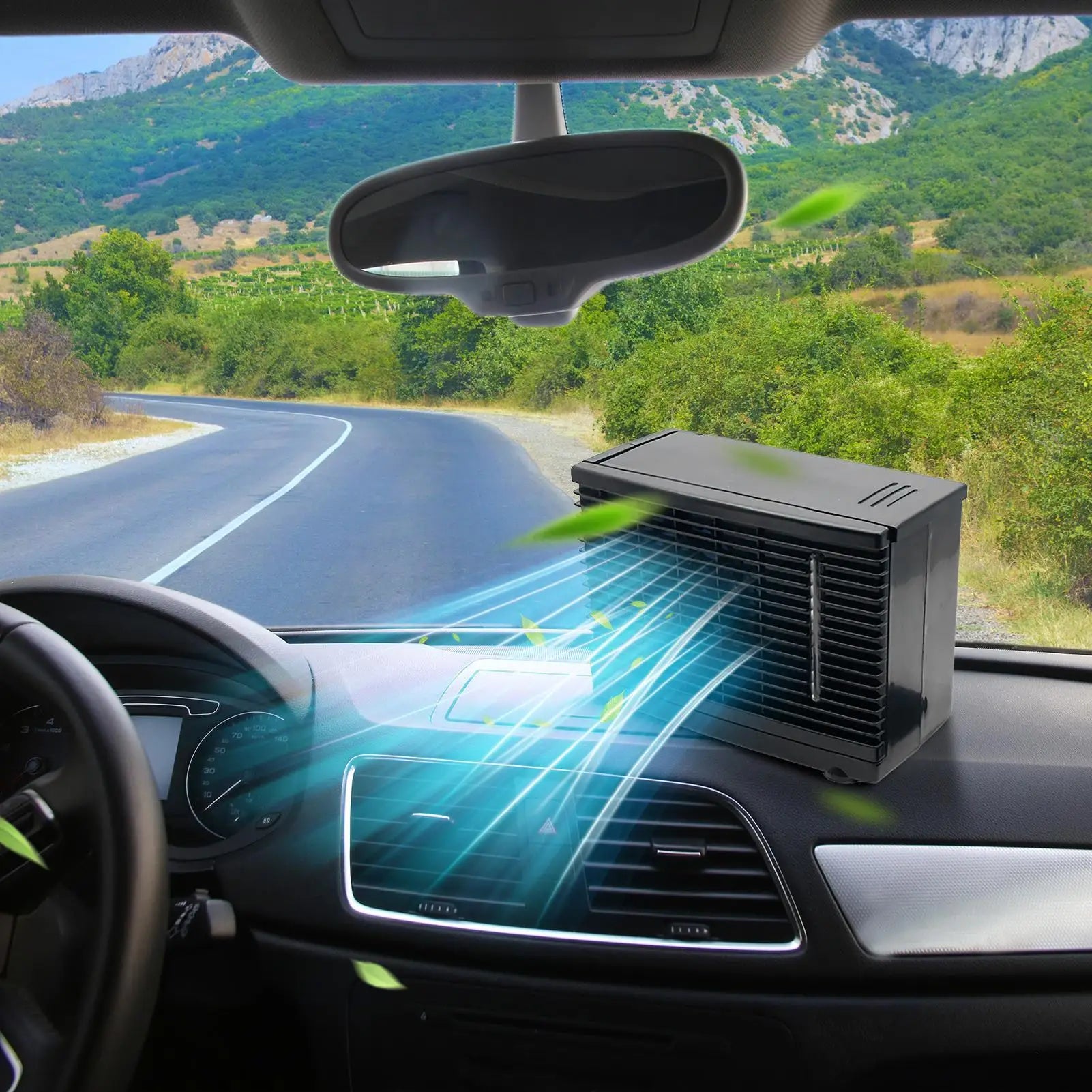 12V Mini Portable Car Air Conditioner Fan, Evaporative Water Cooling Air Cooler with Water Tank, Personal Cooling Appliance Fans