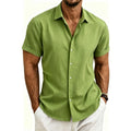 2026 Cotton Linen Shirts for Men Casual Shirts Lightweight Short Sleeve Henley Beach Shirts Fashion Hawaiian T Shirts for Men
