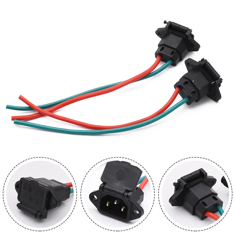 1x E-bike Plug Socket Charger Electric Scooter Vehicle Charging Socket E-bike Car Plug Cable Wire Connector Three Hole Socket