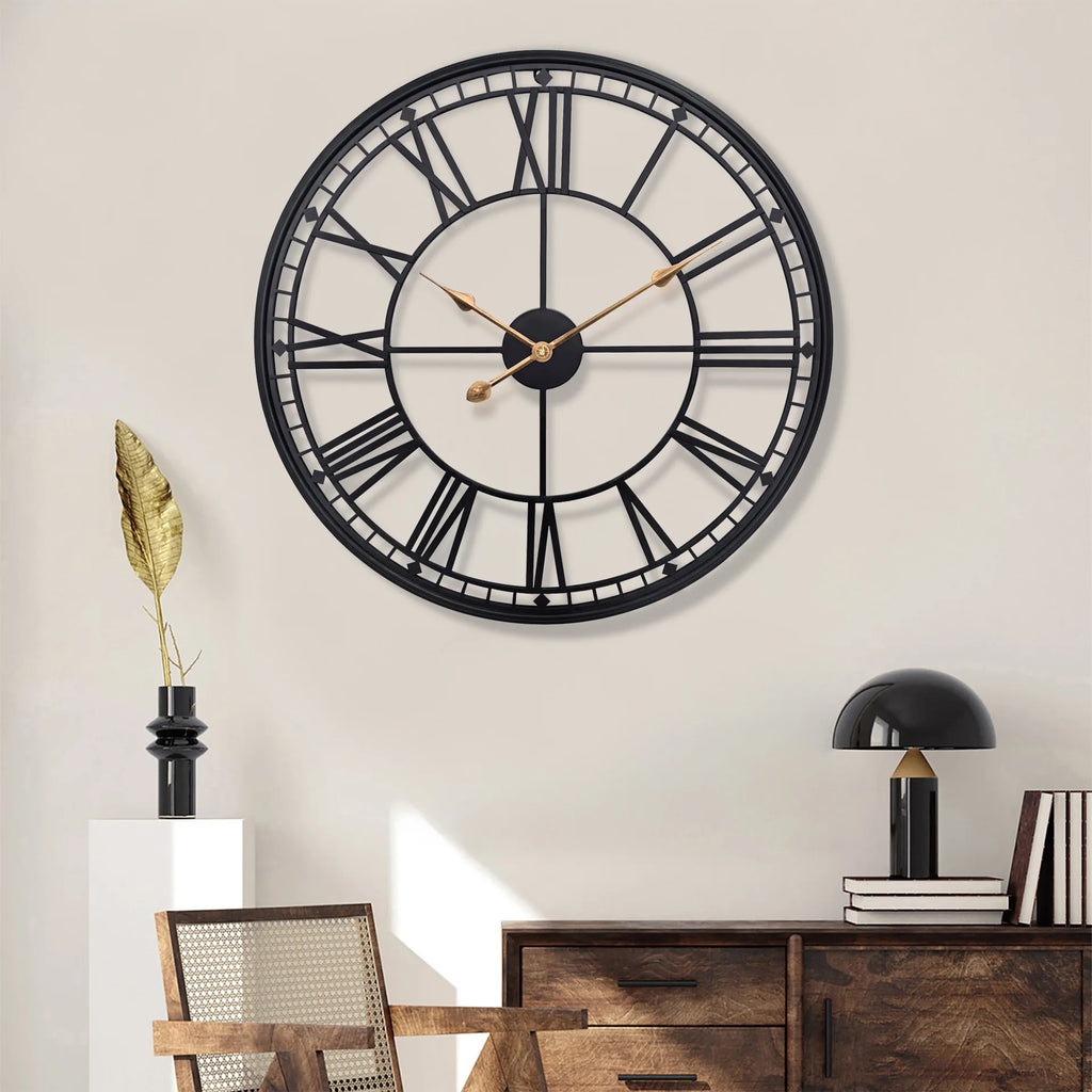 Modern Simple Clock Retro Hotel Wrought Iron Quartz Clocks Living Room Wall Hanging Clock Watch Home Decoration