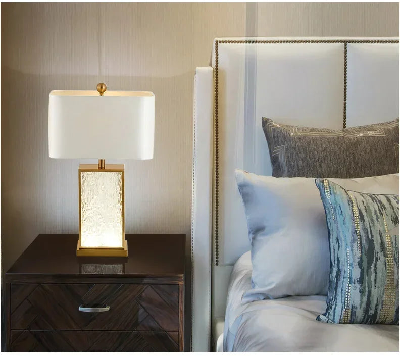 Modern Table Lamps Silk Fabric Lampshade Bedroom Bedside Lamp Ambient Light Modern  Simple Desktop Decoration