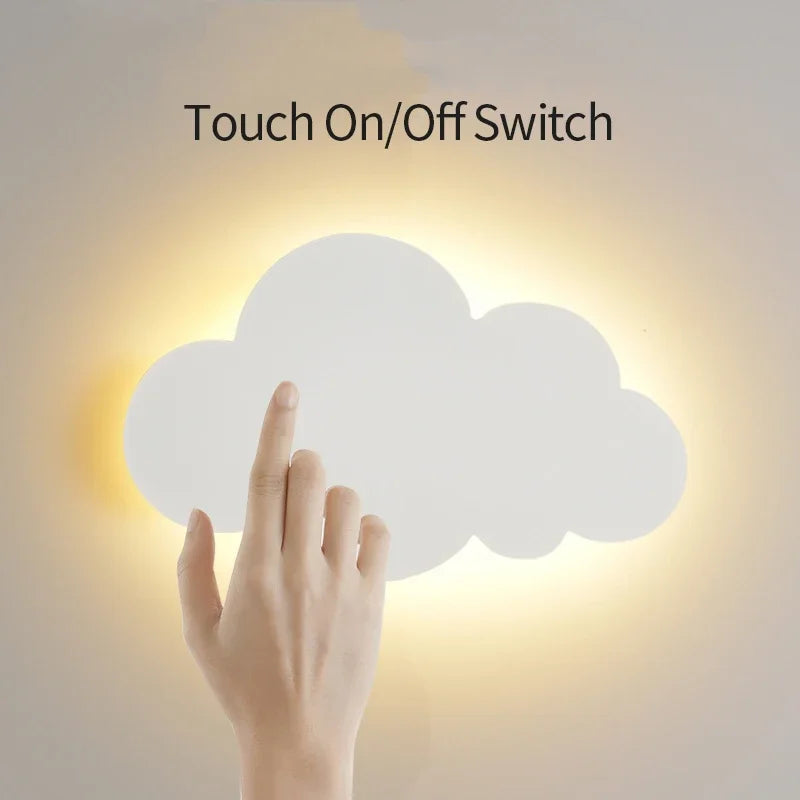 Cloud LED Wall Lamp Baby Room Bedroom Bedside Living Room Dining Room Attic Creative Warm Decoration Touch Switch AC85-230V
