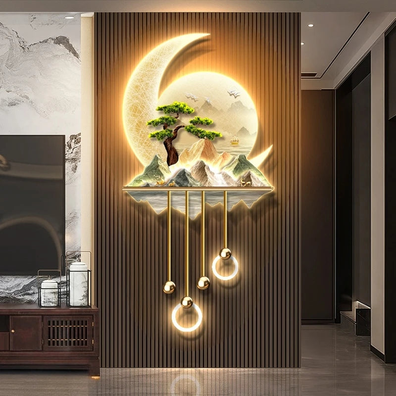 Modern Creative Entrance LED Mural Light For Corridor Living Room Dining Study Hanging Painting Lustre Home Decoration Wall Lamp