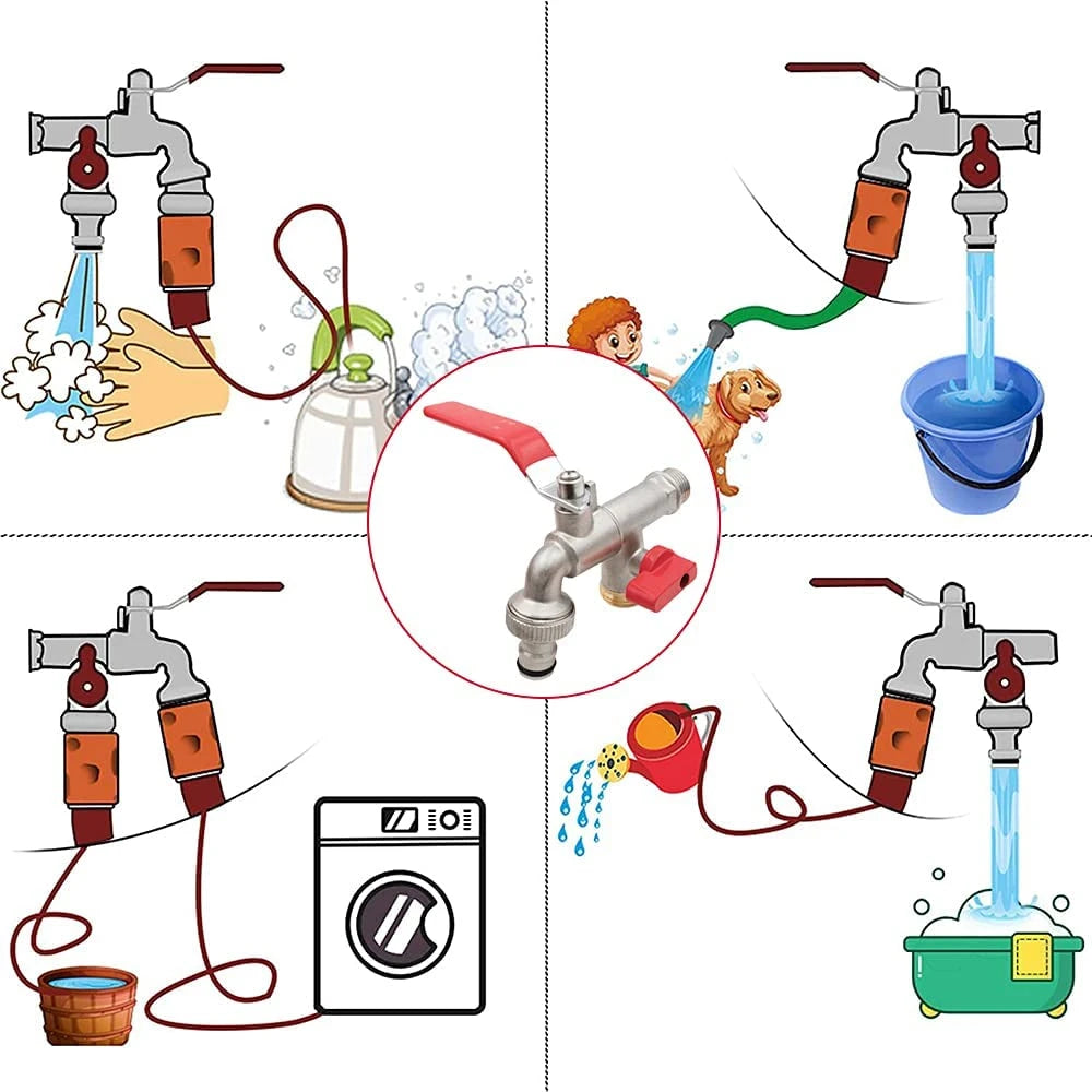 Garden Outdoor Bibcock Faucet DN15 DN20, Anti-freeze, Dual Control Copper for Washing Machine and Kitchen Garden Sink    1/2