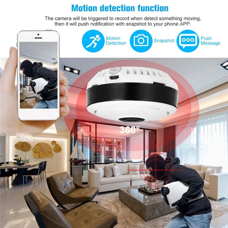 HD Mini Camera WIFI 360° Indoor Panorama Remote Smart Home 2MP Two-way Voice IP Cam Night Vision Security Protection Camcorders