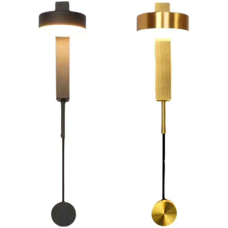 Nordic Modern LED wall lamp Gold Black Rotation Dimming Switch Wall Light With plug Fixture Bathroom Bedroom 360° Rotate Sconces