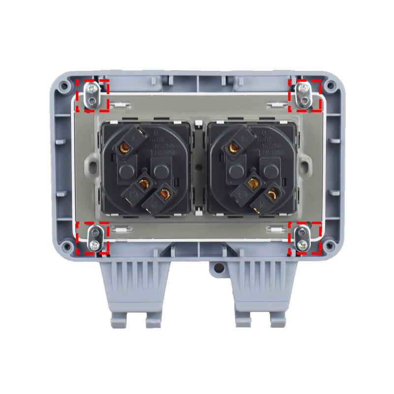 Double EU Socket Power Supply Switch Socket 16A Outdoor Wall Power Socket With USB Charging for Home& Garden IP66 Weatherproof