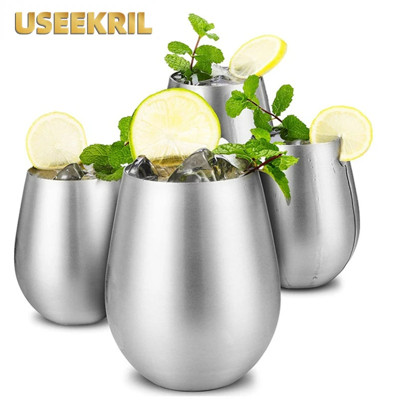 500ml Stainless Steel Beer Cup Wine Tumbler Bottomless wine glasses Cocktail Wine Glasses Big Capacity Metal Cups Camping Travel