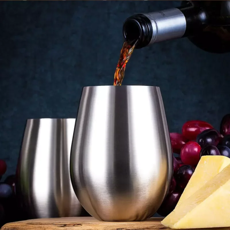 500ml Stainless Steel Beer Cup Wine Tumbler Bottomless wine glasses Cocktail Wine Glasses Big Capacity Metal Cups Camping Travel