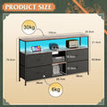 Rosahqnda TV stand with 4 drawers, TV cabinet, , adjustable shelves, TV table, TV cabinet living room furniture