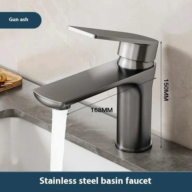 Home  Bathroom Wash Basin Faucet With Gray Stainless Steel Sink Water Hot And Cold Gun Home Kitchen Bidet Cabinet Mixer