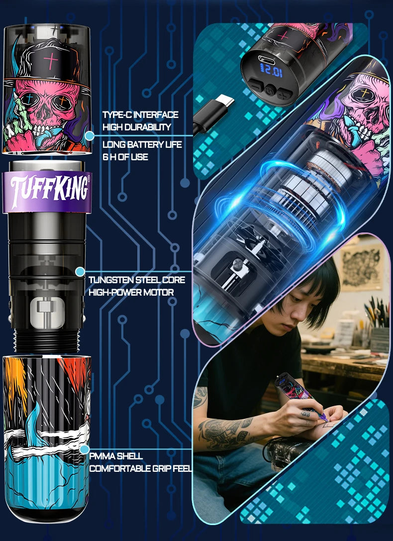 New polymer plastic shell power pen tattoo machine motor machine personalized pattern hot selling tattoo pen wholesale