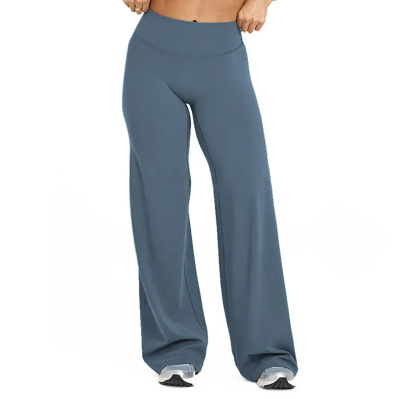 Sport Trousers Straight-Leg Pants Ultra Soft Butter Fabric Women's Mid-Waist Yoga Pants GYM Naked Feel Pilates Running