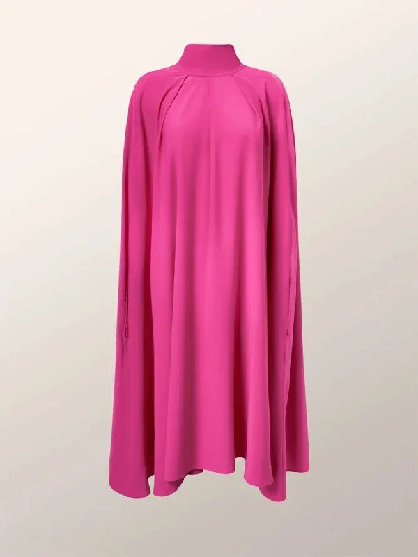 Women Elegant Solid Color High-Neck Party Evening Dresses 2025 New Spring Batwing Sleeves Lace-Up Banquet Robe Vestido