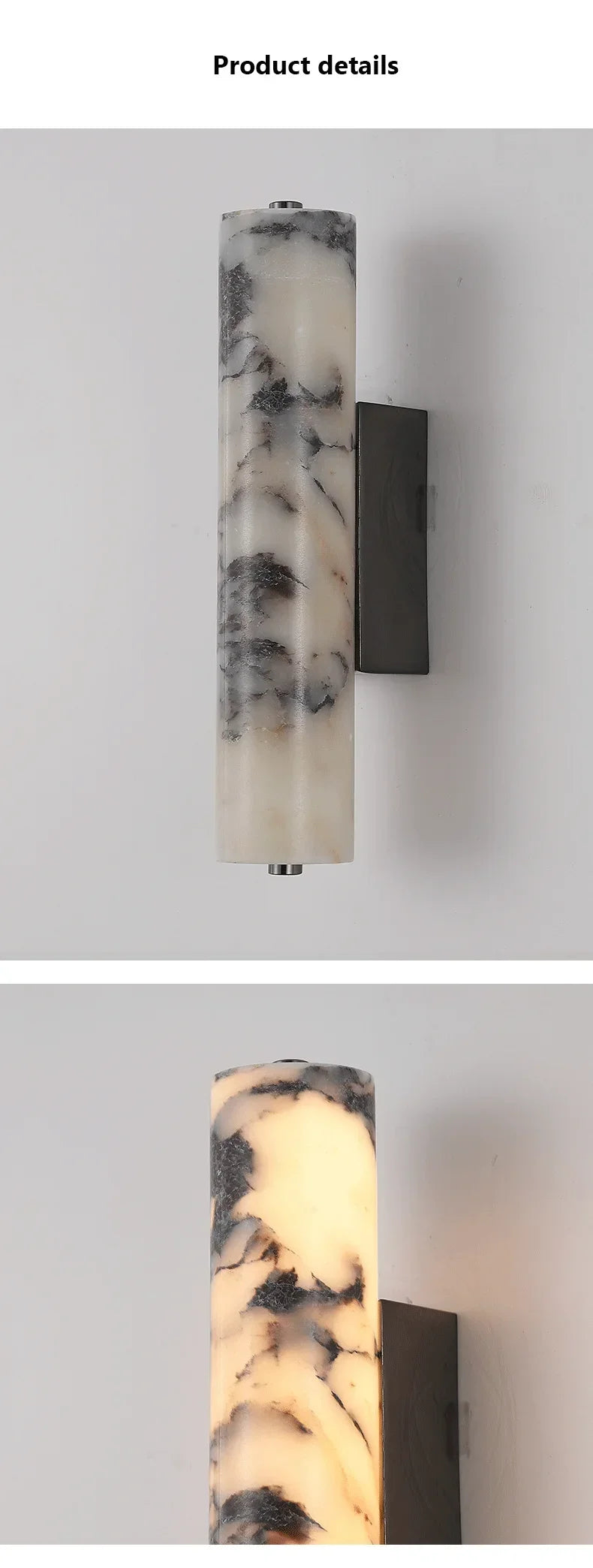 Italian Wall Lamp Natural Marble Bedroom Bedside  Black Modern  Luxury Stone Wall Light Living Room Hallway Decor Wall Sconce
