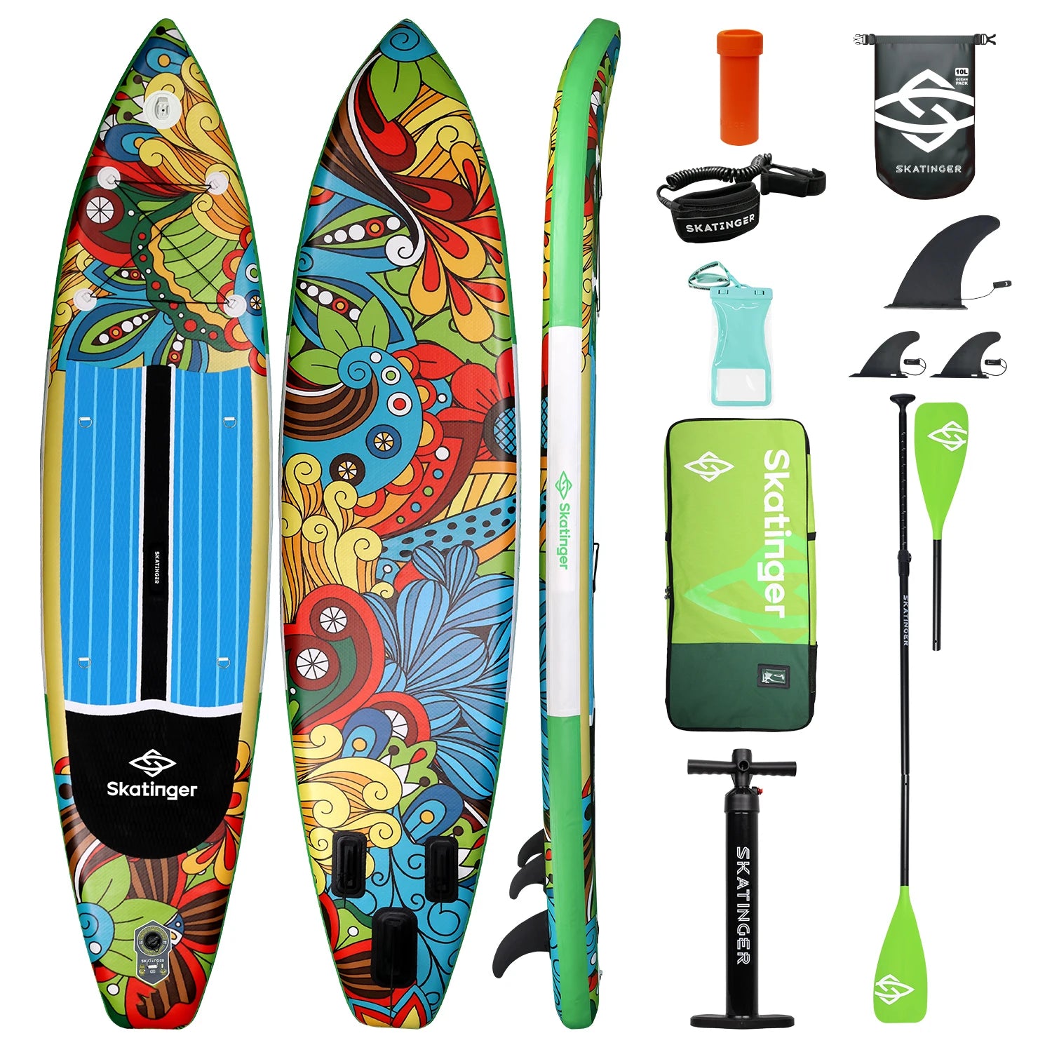 SKATINGER SUP Waterproof Inflatable Paddle Board 11'6"x32"x6" Standing Style Aquatic With Fishing Accessories SUB Board