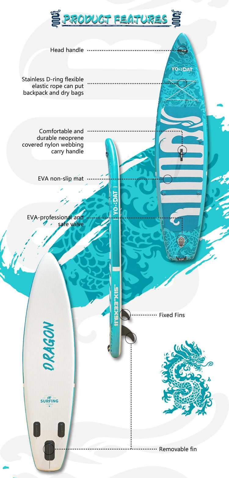 Manufacturer Customized 11'6" Waterplay Surfing Inflatable Sup Loong Inflatable SUP Board With Accessories For River And Lake