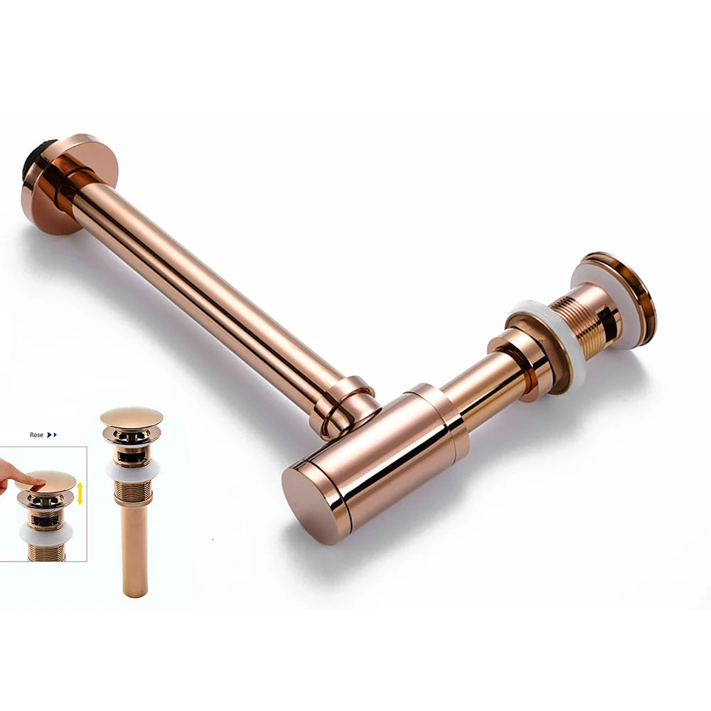 Rose Bathroom Siphon Drainer Sink Bottle Trap Modern Pop Up Filter Fixture Waste Stopper Set Washbasin Hose Accessory Renovation