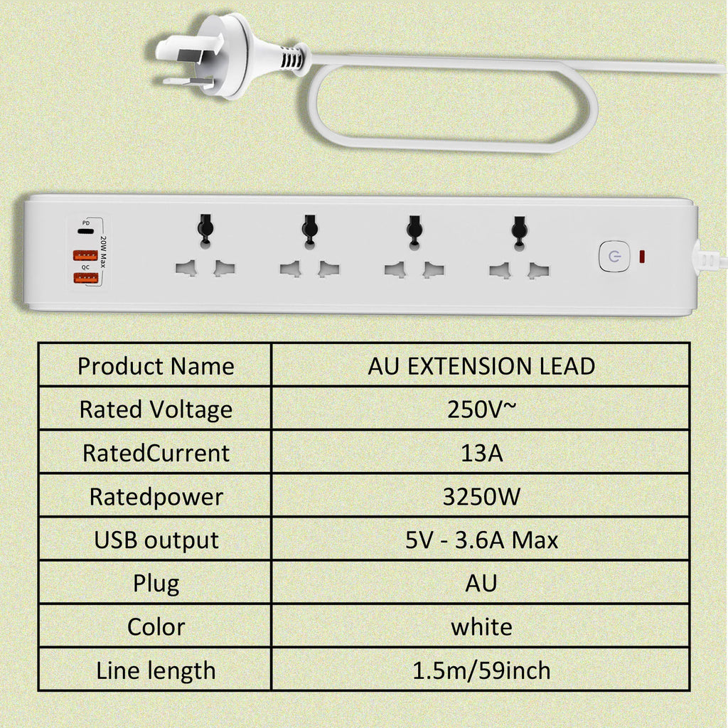 1pc white AU Wall mounted power socket extension with USB PD 20W fast charging Safety door design Suitable for home office use