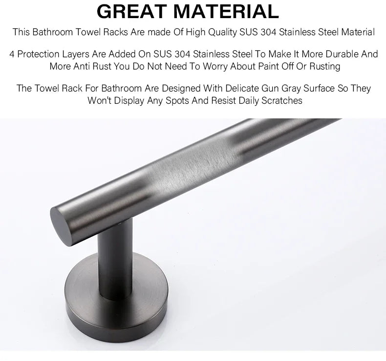 Bagnolux Stainless Steel Gun Gray Black Polished Chrome Brushed Gold Hanger Hook Towel Bar Paper Holder STURDY HANDS