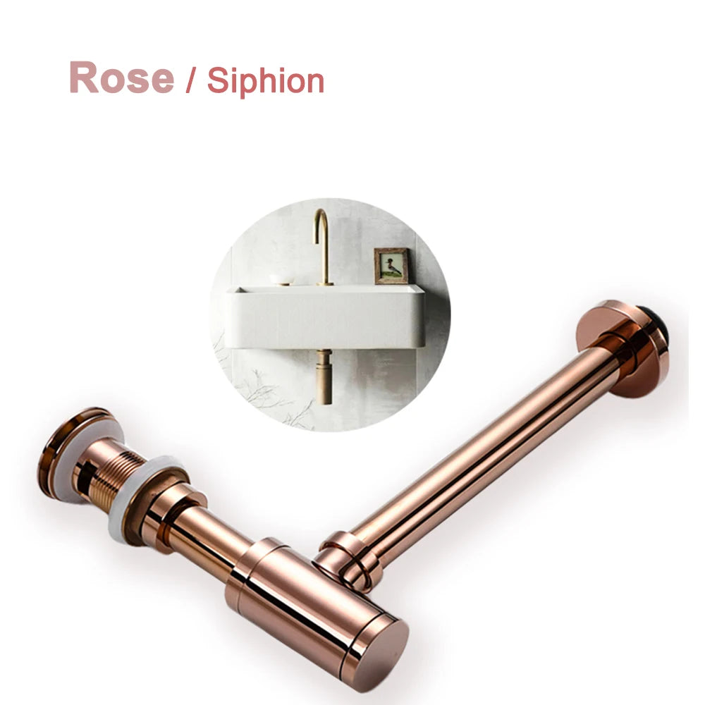 Rose Bathroom Siphon Drainer Sink Bottle Trap Modern Pop Up Filter Fixture Waste Stopper Set Washbasin Hose Accessory Renovation
