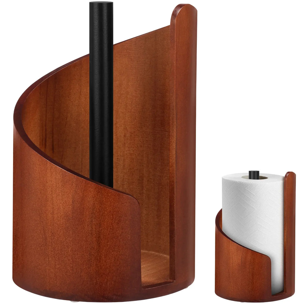 New Paper Towel Holder Wooden Kitchen Spiral Roll Paper Holder Anti-Skid Tissue Vertical Stand Countertop Bathroom Decoration
