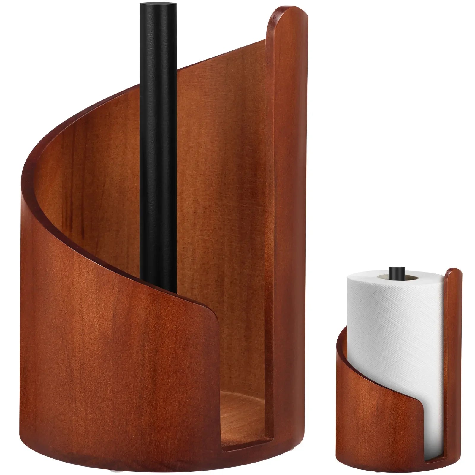New Paper Towel Holder Wooden Kitchen Spiral Roll Paper Holder Anti-Skid Tissue Vertical Stand Countertop Bathroom Decoration